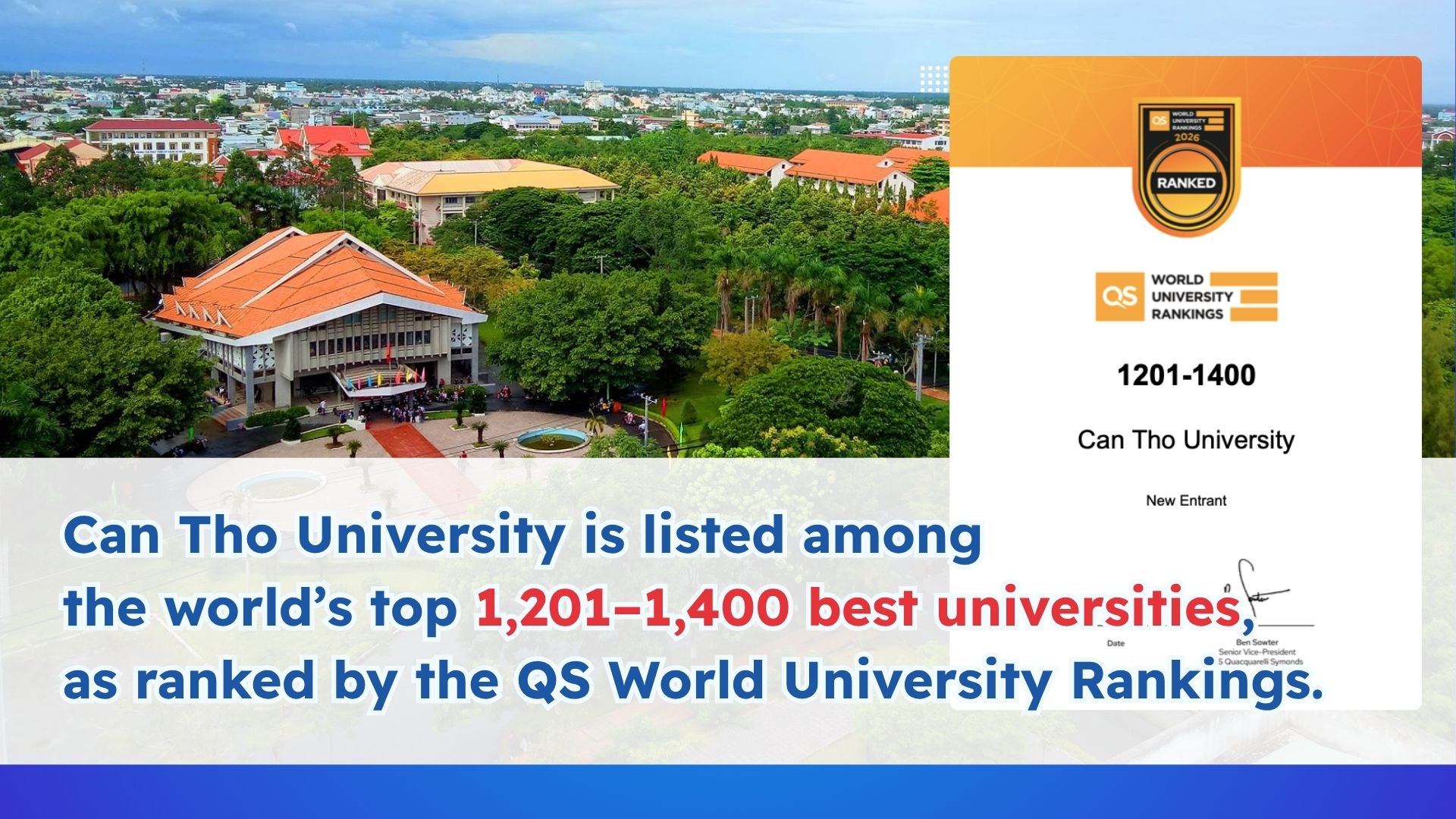 Can Tho University – A New Entrant in QS World…